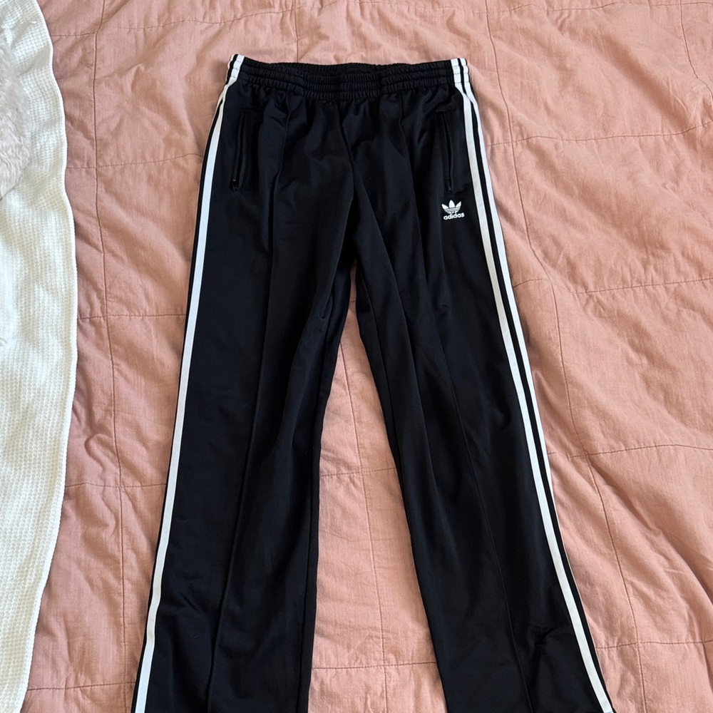 Adidas | Black Track Pants with White Stripes | L
